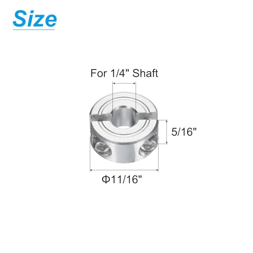 uxcell Double Split Clamp-On Shaft Collar 1/4" Bore, Aluminum Alloy - size: 1/4"