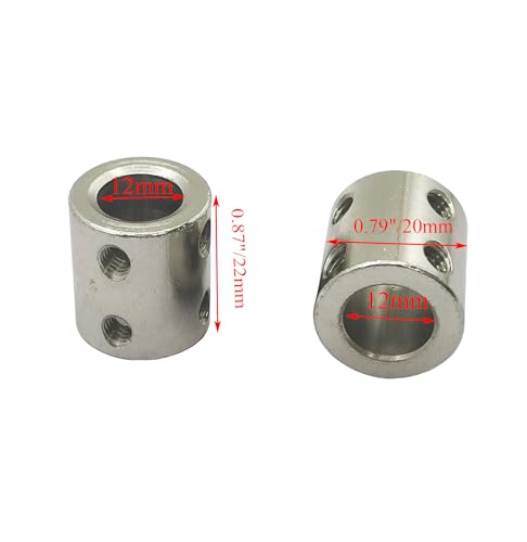5Pcs 12mm to 12mm Bore Rigid Shaft Couplers,Steel Rigid Motor Shaft Coupling Set Screw for CNC Machine 3D Printer RC Motor Accessories and DIY - size: 12mm to 12mm