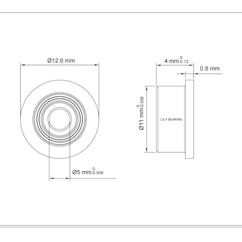5PCS MF115ZZ Flange Ball Bearing, 5x11x4mm - size: MF115ZZ Size5×11×4mm