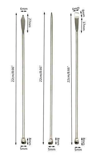 Honbay 3pcs Stainless Steel Long Handle Micro Lab Scoop Reagent Sampling Spoon Lab Spatulas