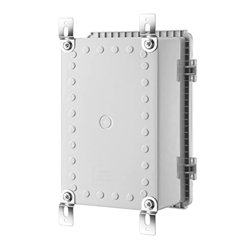 Gratury Junction Box, IP67 Waterproof Plastic Enclosure for Electrical Project, Hinged Transparent Cover, Includes Mounting Plate and Wall Bracket - color: Transparent, size: 11.4"×7.5"×5.5"