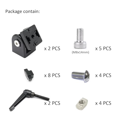 2 Sets 3030 Aluminum Extrusion Hardware Hinges Pivot Joint Brackets
