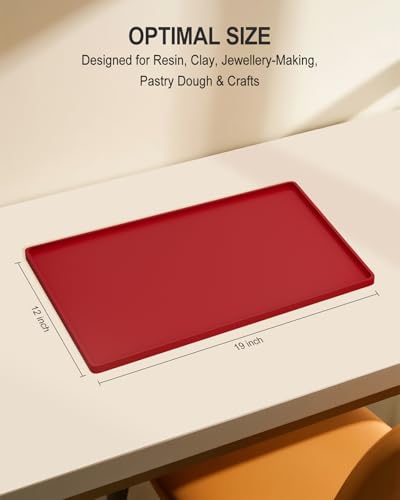 Silicone Art Mat for Crafts, 12" x 19" Waterproof Non-Slip Painting Mat - color: Red, size: 12" x 19"