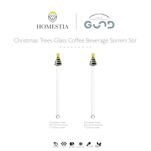 Homestia 2 Pcs Glass Swizzle Sticks with Christmas Tree Decor, Stir Sticks - color: 2Pcs + 8.6'' Christmas tree Stirrer