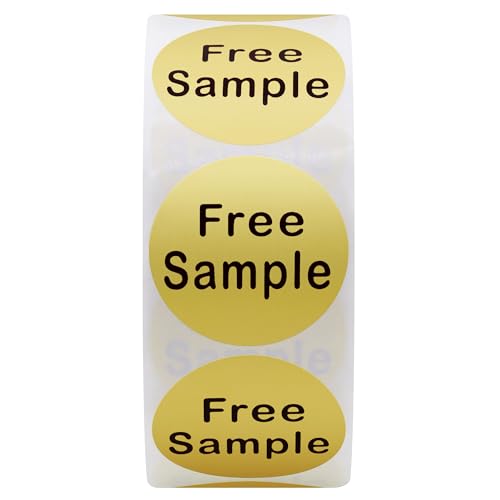 Hybsk Free Sample Stickers 1 Inch Round Retail Store Sale Displays Adhesive Labels for Inventory Control Total 500 Per Roll (Gold) - color: Gold