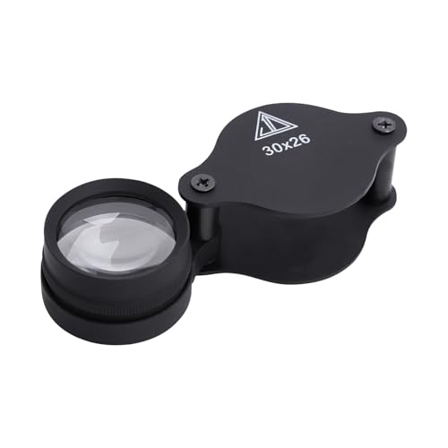 Mini Magnifying Glass 30X Folding Pocket Magnifier with Metal Protective Case Foldable Reading Portable Pocket Magnifying Glass for Reading, Inspection, Jewelry, Coins, Hobby, Travel - color: Black