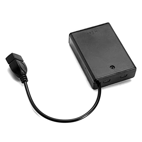 2PCS 3 x 1.5V AA Battery Holder, 3 AA Battery Case Box Holder 4.5-5V with Cover and On/Off Switch, with USB Cable for Indoor & Outdoor Use, Wedding, Party, Camping, Birthday, Christmas
