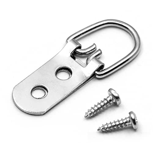 PHS 2 Hole Heavy Duty D-Ring Hangers, Holds 40 lb, 50 Pack with Screws - size: 50 Pack