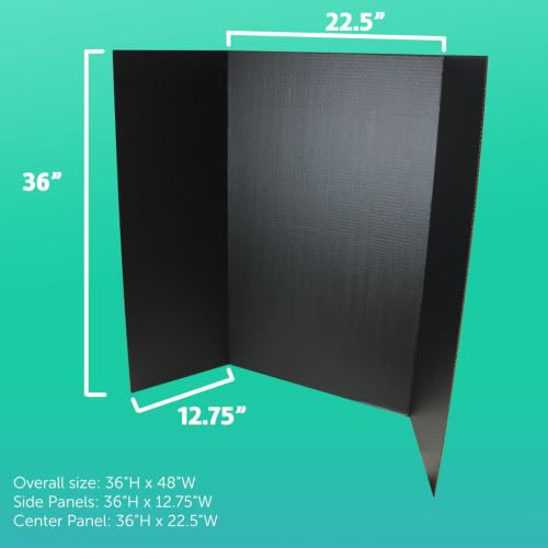 Flipside Products 36” x 48” Project Boards for Presentations, Science Fair, School Projects, Event Displays and Trifold Picture Board, Proudly Made in USA - Black - 4 Pack - color: Black, size: 4 Pack