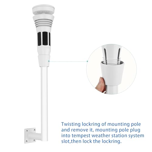 Universal Mount for Tempest Weather Station,Outdoor Weather Proof Aluminium Alloy with 1/4"-20 Threaded Screw Mount, Easy Installation Drilling Hole,1 Pack White