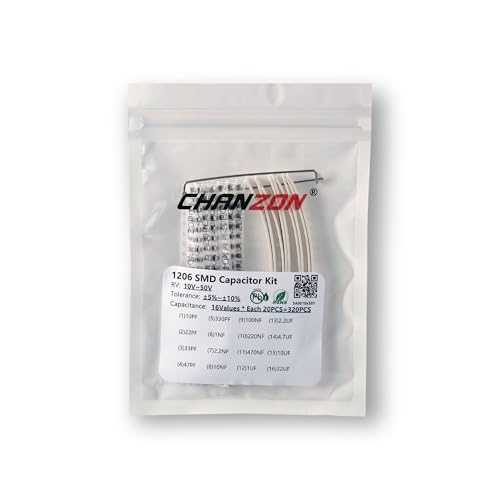 Chanzon 1206 SMD Capacitor Kit 16 Values*20Pcs=320Ppcs 10pF-22uF - 10V-50V