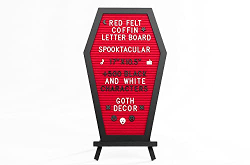 Nomnu Coffin Letter Board, Red Gothic Decor w/Bat Stickers, Spooky Emojis - color: Red