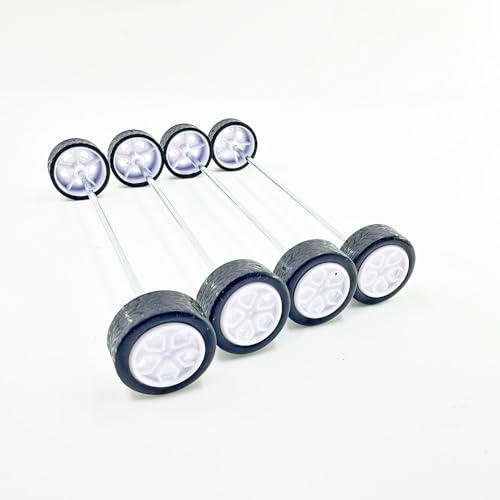 10PCS Small Toy Car Wheel 20mm Model Car Rubber Tire Wheels with 5PCS Shaft Round Axles for for RC Car Truck Robot DIY Model Toy Car Wheels Replace Accessories (2x20mm) - style: 2x20mm