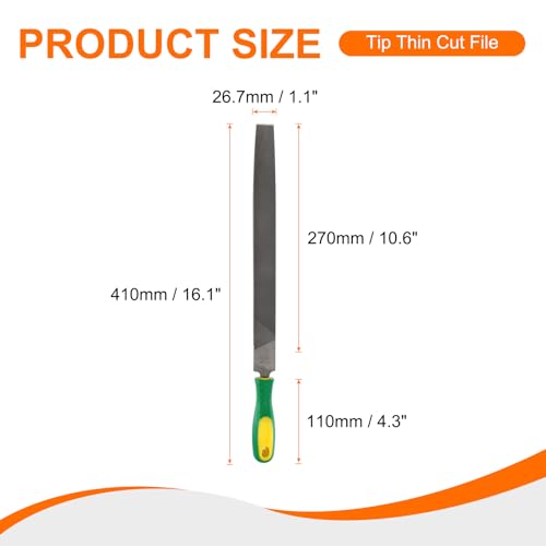 HARFINGTON Tip Thin Cut File 12" Double Cut Teeth High Carbon Steel Hand Rasp File with Plastic Handle for Metal Wood Deburring Removing - size: 12", style: Thin
