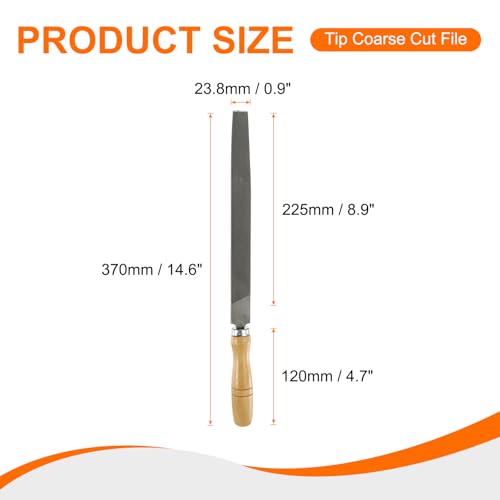 HARFINGTON Tip Coarse Cut File 10" Double Cut Teeth High Carbon Steel Hand Rasp File with Wood Handle for Metal Wood Deburring Removing - size: 10", style: Coarse