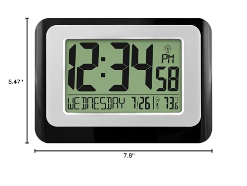 La Crosse Technology W88631 Digital Atomic Black Wall Clock with Temperature,(Pack of 2) - color: Black, size: 6.25 x 5.25 x 2.50 (Pack of 2)