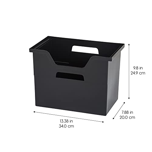 IRIS USA 4-Pack Large Desktop File Box with Open Lid, Black - color: Black, style: Large Open Top - 4 Pack
