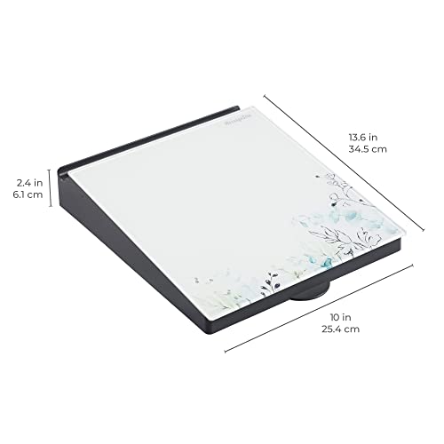 ECR4Kids MessageStor Dry-Erase Glass Board Memo Station, Desk Organization, Botanical - color: Botanical, size: 10"W x 14"H