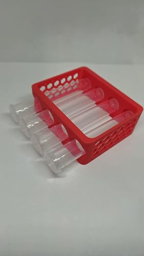 Aquatic Water Quality Testing Tube Holder with 4CT 10ml Test Tubes 5ml Markings - Plastic Durable Rack, 4 Tubes Variation (Red Rack w/ 4CT Testing Tubes) - style: Red Rack w/ 4CT Testing Tubes