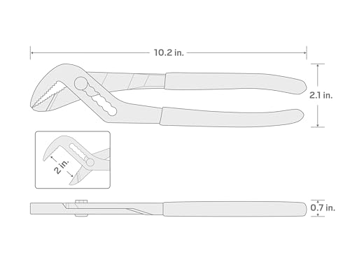 TEKTON 10 Inch Angle Nose Slip Joint Pliers (2 in. Jaw) | PGA16010 | Made in USA - size: 10 in.