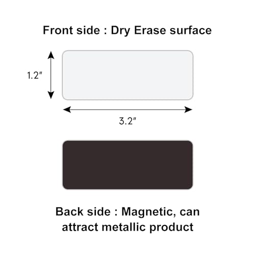 Dry Erase Magnetic Labels 3.1x1.2 Inch White, Reusable Magnetic Dry Erase Labels for Classroom Office Whiteboards,Pack of 40 - color: White, size: 3.1 x 1.2 Inch
