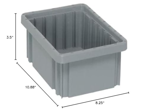 Quantum Storage DG91035 Dividable Grid Heavy Duty Part Organizer Bins - 10-7/8" x 8-1/4" x 3-1/2" - 20 Pack - color: Gray