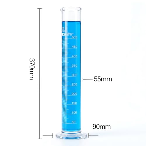 TISMART Glass Graduated Cylinder 500ml, Class A Borosilicate 3.3 - size: 500ml