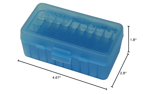 MTM 50 Round Flip-Top Ammo Box 38/357 Cal (Clear Blue) - color: Clear Blue