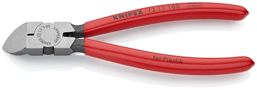 KNIPEX Tools - Diagonal Flush Cutter for Plastics, 45 Degree Angle (7211160), Red