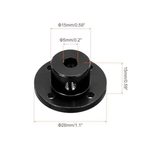 MECCANIXITY 4pcs 5mm Bore Rigid Black Flange Coupling Connector Aluminum Motor Bearing Shaft Mounting Hub with Wrench for DIY RC Model Motors - color: Black, size: 5mm