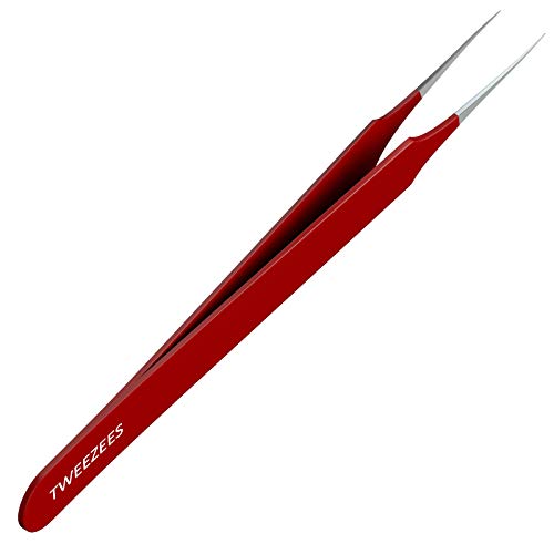 Ingrown Hair Tweezers | Pointed Tip | Red | 5 Pack | Precision Stainless Steel | Extra Sharp and Perfectly Aligned for Ingrown Hair Treatment & Splinter Removal For Men and Women | By Tweezees - size: 5 Pack