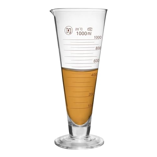 Professional Lab Graduated Measuring Cup with Spout 1000ml Wide Mouth Glass Conical Beaker Thickened Borosilicate Beaker Heat Resistant (1000ml) Transparent - size: 1000ml