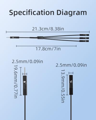 GELRHONR 20cm Black 24AWG 1 Male to 3 Famale Jumper Splitter Cable,6 Pack - color: 1M to 3F,Black