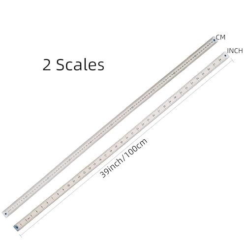 Wooden Ruler, Natural Wood Stick Ruler with Hang Hole Metal Tips, 39 Inches Yardstick Meter Stick for Classroom, School, Clothing Measuring, Office, Engineers, Architects (12)