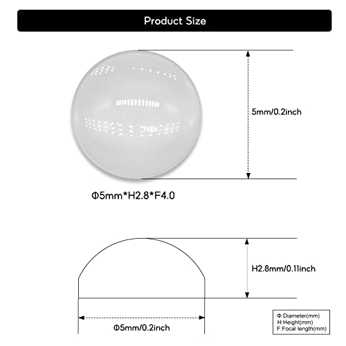 5PCS X Optical Glass Lens Without Edge Dameter 5MM Flat-Convex Lens, Focusing LED Convex Lens (Φ5mm*H2.8*F4.0) - size: Φ5mm*H2.8*F4.0