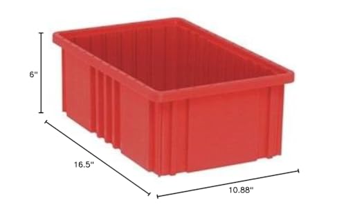 Quantum Storage DG92060 Dividable Grid Heavy Duty Part Organizer Bins - 16-1/2" x 10-7/8" x 6" - 8 Pack - color: Red