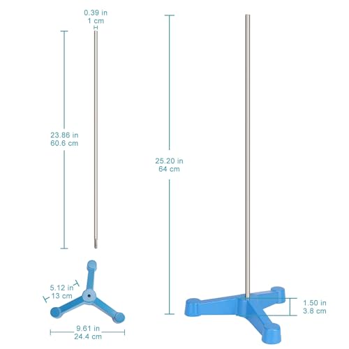 stonylab Lab Stand, Laboratory Stand Support Triangular Tripod Retort Base Support Stand with Rod (23.86 inch L)
