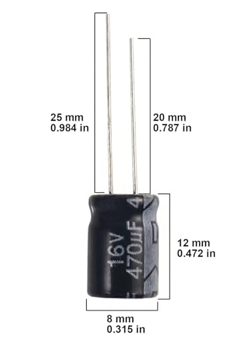 470uF 16V 8 * 12mm 20pcs Electrolytic Capacitor 470 uF MFD 16 Volt 0.32 * 0.47in Aluminum Capacitors - size: 470uF 16V 8*12MM
