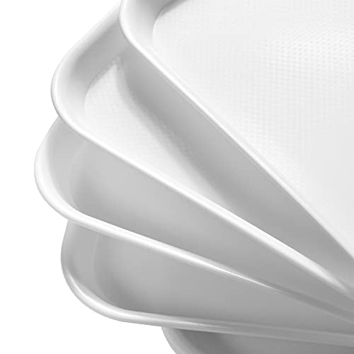 Aebeky Plastic Cafeteria Trays,Fast Food Serving Trays,13"X17",Set of 6(White) - color: White