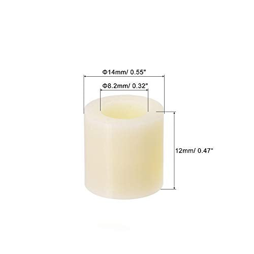 uxcell ABS Round Spacer Washer ID 8.2mm OD 14mm Length 12mm Plastic Standoff for 3D Printer, TV Wall Mounting, Electrical Outlet, Beige, 100Pcs - size: 12mm