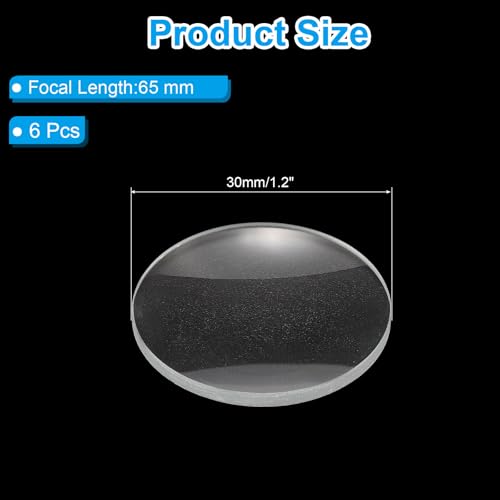 PATIKIL Concave Lens 65mm Focal Length 30mm (1.2") Diameter Round Set White - size: 1.2inch