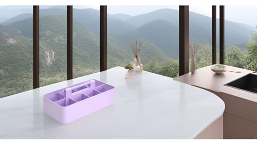 2 PACK Portable DIY 8 Dividers Durable Plastic Tote Tool & Supply Cleaning Caddy with Handle Made In USA (Lavender) - color: Lavender