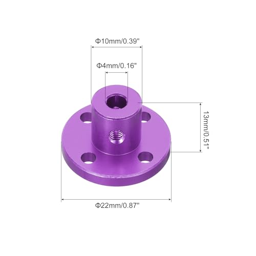 MECCANIXITY 4pcs 4mm Bore Rigid Purple Flange Coupling Connector Aluminum Motor Bearing Shaft Mounting Hub with Wrench for DIY RC Model Motors - color: Purple, size: 4mm