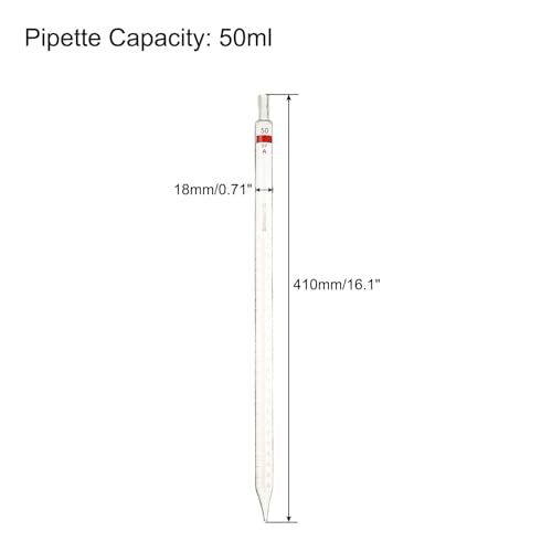 PATIKIL Graduated Dropper Pipettes 2 Pcs 50ml Reusable Borosilicate Glass Pipette for Transfer Liquid for Laboratory, Chemistry, Clear - size: 50ml