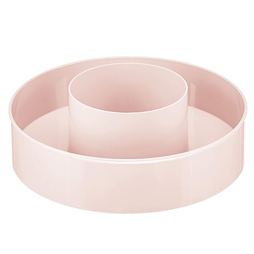 mDesign Plastic Lazy Susan Round Turntable Storage Tray - Rotating Organizer for Makeup, Cosmetics, Nail Polish, Vitamins, Shaving Kits, Hair Spray, Medical Supplies, First Aid - Light Pink/Blush