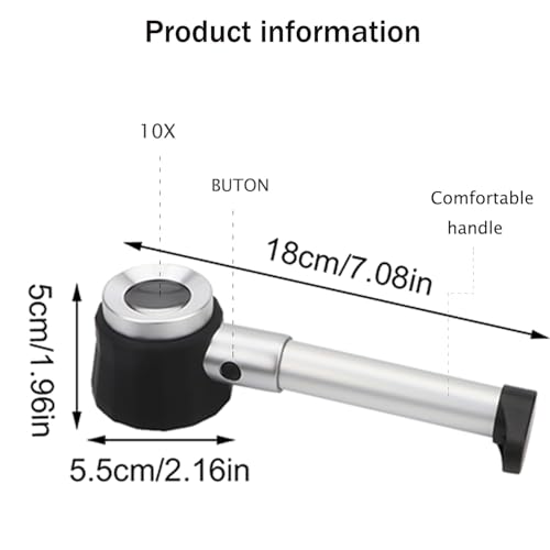 Rongon 10X Jeweler Loupe Handheld Magnifier Magnifying Glass with LED Light