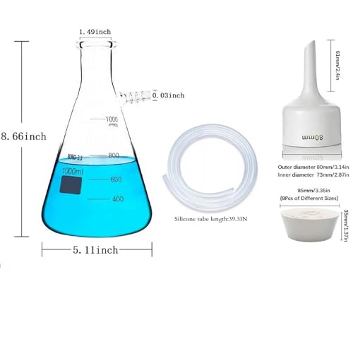 Brinell Funnel Filter Set, 80mm Funnel, 1000ml Beaker Bottle, Glass Flask