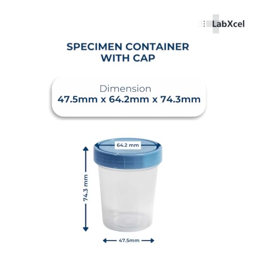 Polypropylene Clear Specimen Containers with Cap – Sample Collection Jar for Testing, Leak Resistant Screw Cap, 100ml-120ml, Non Sterile – 4.5oz Bulk Pack, 10 Count