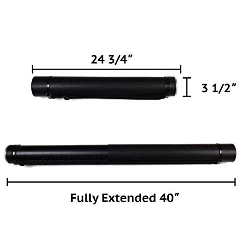 CalPalmy 2-Pack Extendable Poster Tubes Expand from 24.5” to 40” with Shoulder Strap | Carry Documents, Blueprints, Drawings and Art | Black Portable Durable Round Storage Cases with Lids and Labels - color: Black, size: large, style: Round