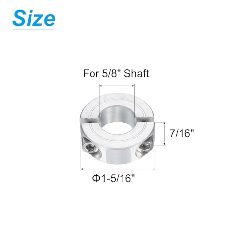 uxcell Double Split Clamp-On Shaft Collar 5/8" Bore, Aluminum Alloy - size: 5/8"